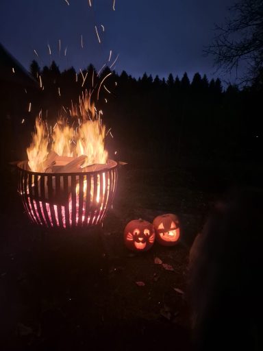 Fire pit on glamping field