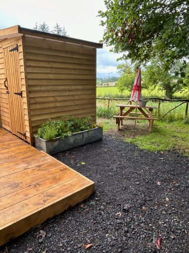 Meadow yurt patio